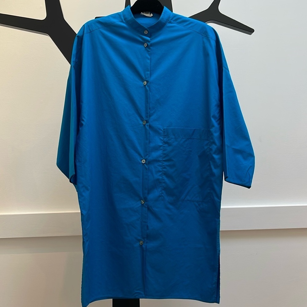 Hermes Blue Button-Front Tunic